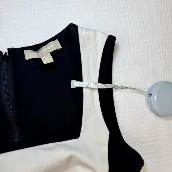 Banana Republic Sloan Colorblock Dress Black Cream Women’s 2P Petite Officewear - Picture 10 of 16